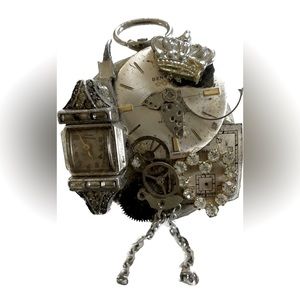 💕 Vintage Steampunk pendant watch, silver plated gears pocket watch move…